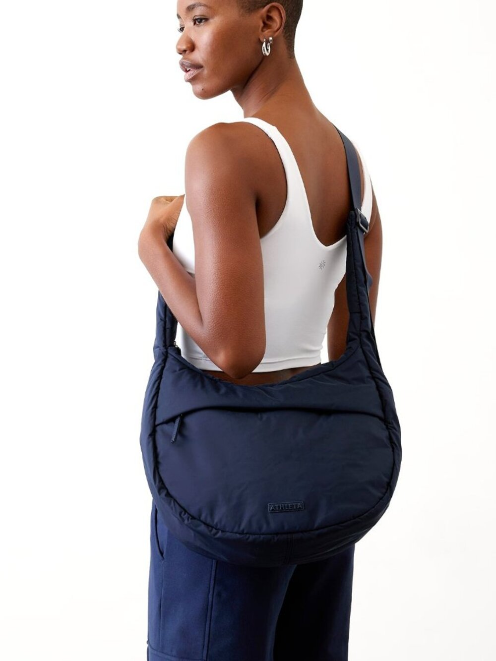 NWOT Athleta All About Medium Crossbody Hobo Bag In Navy
